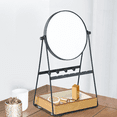 thumbnail image 1 of Hives and Honey Lina Round Black Metal Double-Sided Magnifying Mirror with Jewelry Storage, 1 of 7