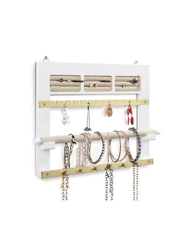 Lindsay White Wood Jewelry Wall Hanging Frame
