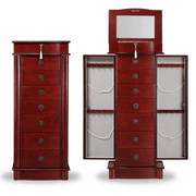 HIVES AND HONEY Nora Traditional Jewelry Armoire with Locking Compartment and Ample Storage, Walnut