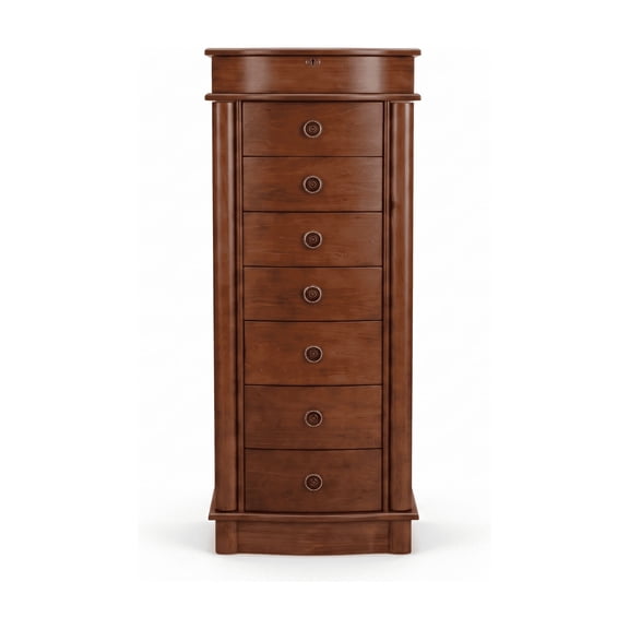 Hives and Honey Nora Traditional Jewelry Armoire with Locking Compartment and Ample Storage, Walnut