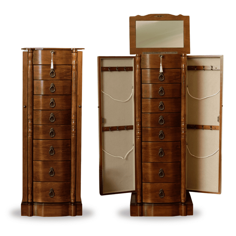 Hives and Honey Robyn Free Standing Jewelry Armoire Rich Walnut