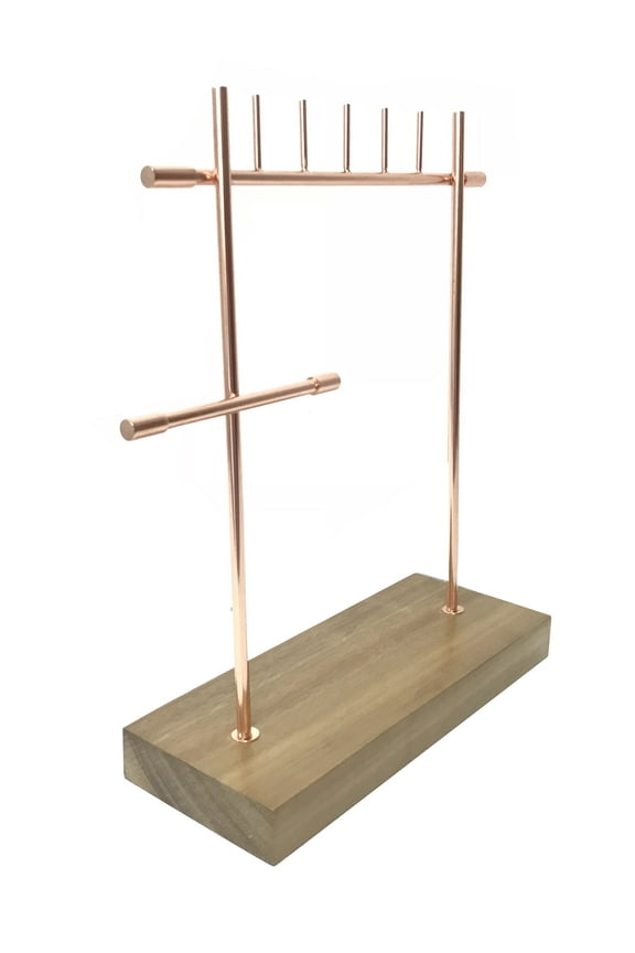 Sadie Metal Necklace Jewelry Stand Organizer with Baubles Storage - Brushed Gold