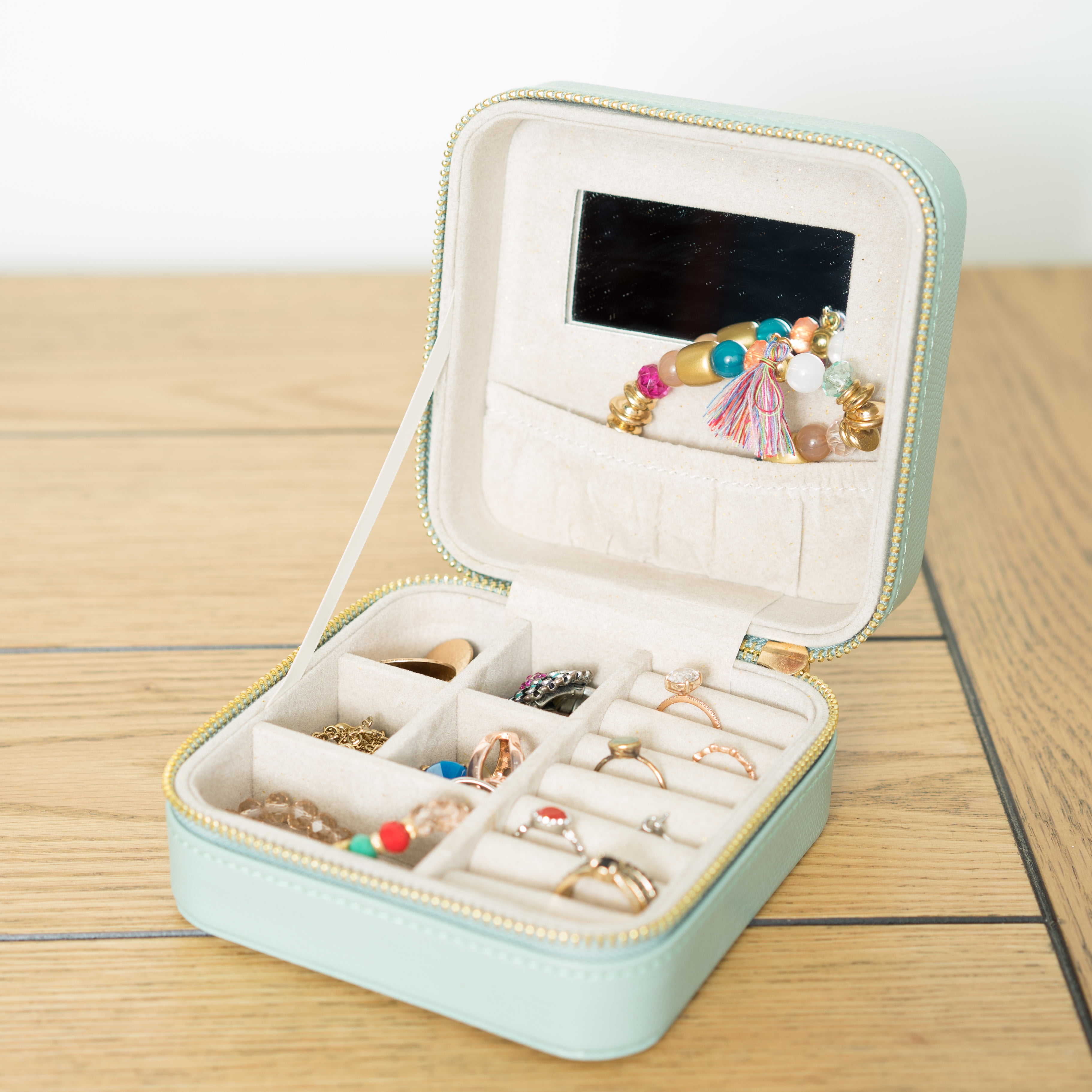 Hives and Honey Zoey Aqua Jewelry Box for Women, Travel Jewelry