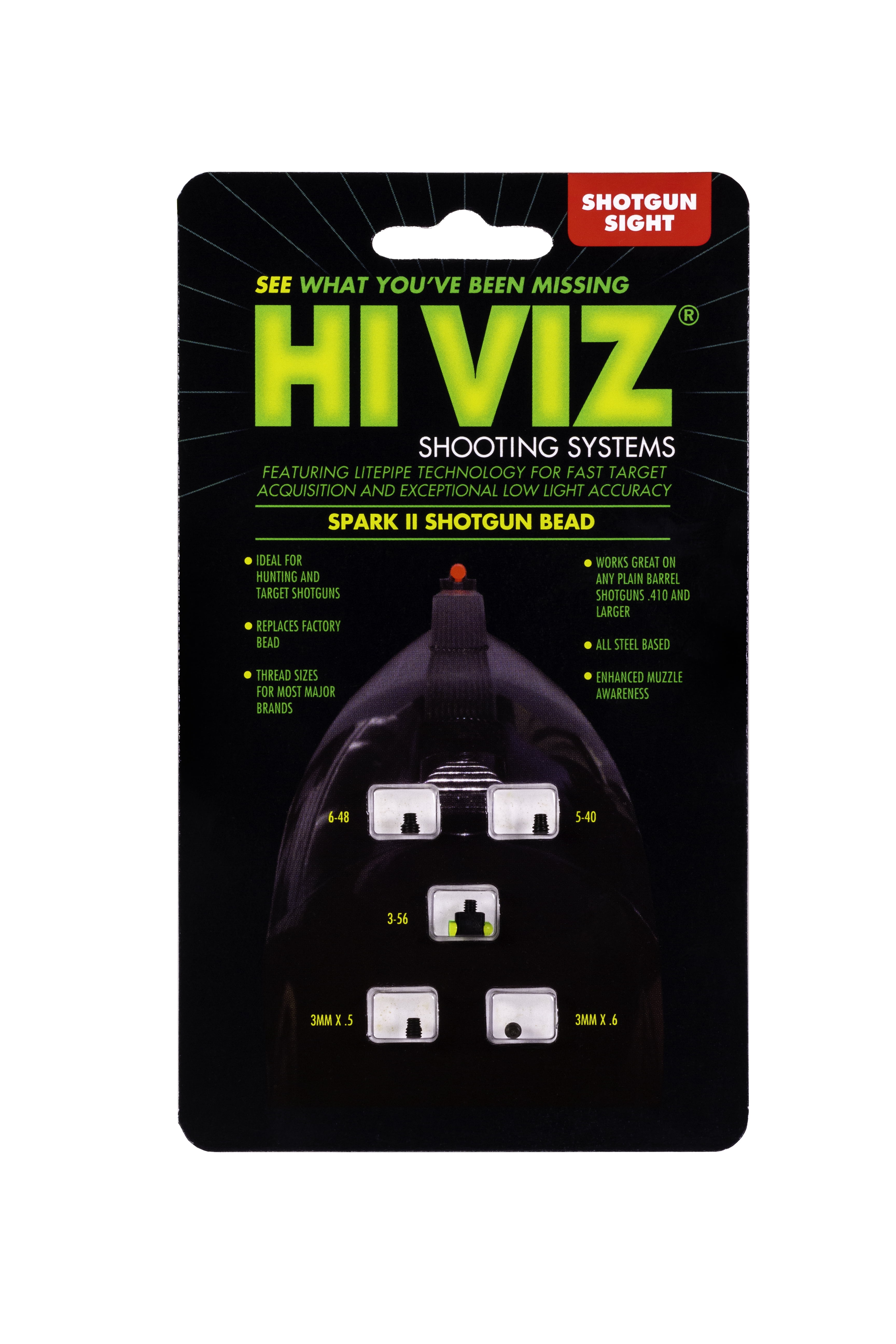 Hiviz BD 1007 Green Spark II S.G. Sight Threaded Front Bead Replacement