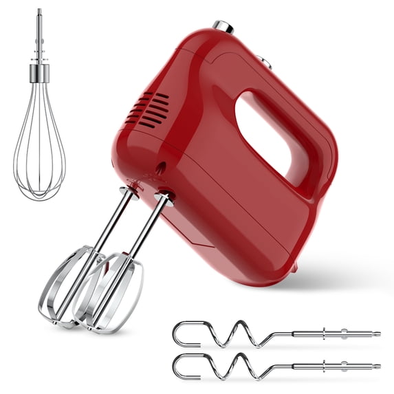 Hivroo Electric Hand Mixer, 5-Speed with Stainless Steel Beaters & Dough Hooks for Baking Cake Egg Cream Food