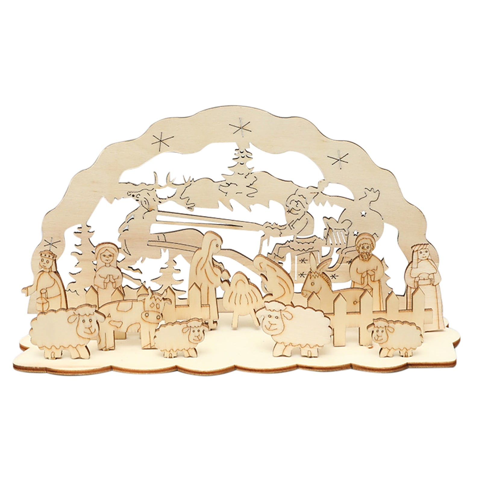 Hixanqinu Christmas Decorations Wooden Pieces Diy Assembled Ornaments