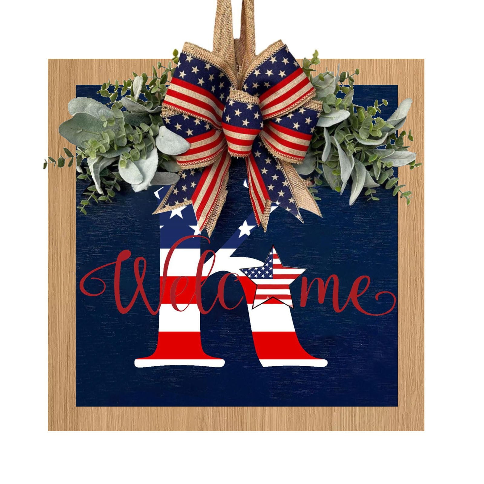 Hixanqinu Home Decor 2024 Patriotic Independence Day Wreath Hand