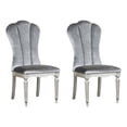 thumbnail image 1 of Hixe Side Dining Chair Set of 2-Silver Wood-Gray Fabric Cushioned Seats, 1 of 6