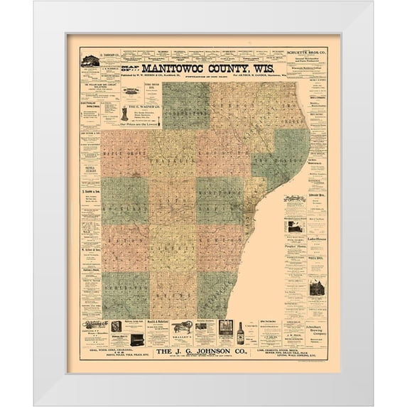 Hixon 15x18 White Modern Wood Framed Museum Art Print Titled - Manitowoc County Wisconsin - Hixon 1902