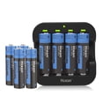 thumbnail image 1 of Hixon 8-Pack 1.5V Rechargeable AA Lithium Batteries 3500mWh with 4 Solt USB Smart Charger for Blink Camera, 1 of 8