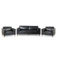 thumbnail image 1 of Hixon Contemporary Faux Leather Tufted 3 Piece Sofa and Club Chair Set, Midnight Black and Espresso, 1 of 14
