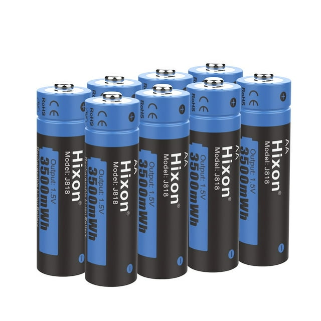 Hixon Lithium Rechargeable AA Batteries, 8Pack 3500mWh 1.5V Constand