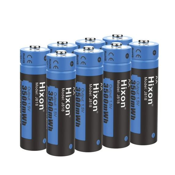 Hixon Lithium Rechargeable AA Batteries, 8-Pack 3500mWh 1.5V Constand Voltage AA Batteries Recharge over 1500 Cycles