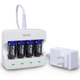 thumbnail image 1 of Hixon Rechargeable RCR123A  Batteries Kit, 4Pcs 900mAh CR123A Rechargeable Lithium Batteries with Charger for Arlo Camera, 1 of 10