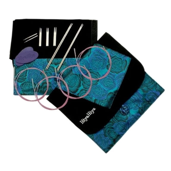 HiyaHiya Sharp Steel Interchangeable Circular Needles Sock Set, Assorted Color Pouch