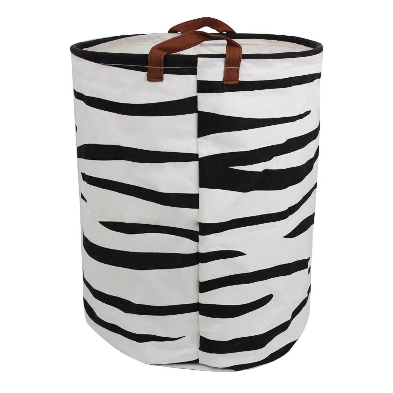 Hiyagon Canvas Laundry Basket with Handles, Black Wave