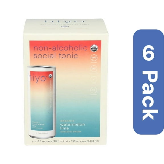 Hiyo Seltzer Watermelon Lime 4-Pack 48 fl oz (Pack Of 6)