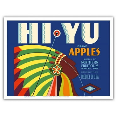 Hiyu Brand Apples - Wenatchee Washington - Northern Fruit Company - Vintage Fruit Crate Label c.1930s - Master Art Print (Unframed) 9in x 12in