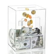 Hizgo Clear Piggy Bank for Adults Kids,Piggy Bank Money Saving Box for Cash Saving with Key, Openable Clear Acrylic Savings Jar for Real Money (Clear)