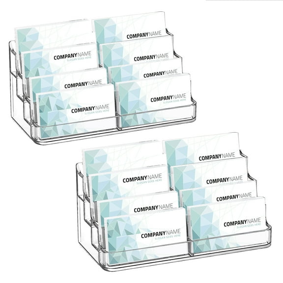 Hiziwimi 2PCS Acrylic Business Card Holder for Desk , 8 Pocket Multiple Business Card Holders, Business Card Stand Business Card Display Holder, Clear Plastic Business Card Holder Display Office