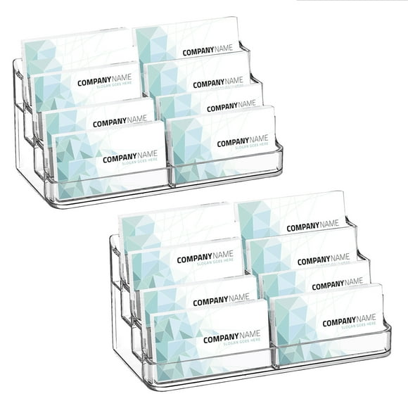 Maul Acrylic Business Card Holder - Clear Desk Organizer, Holds 35 Cards