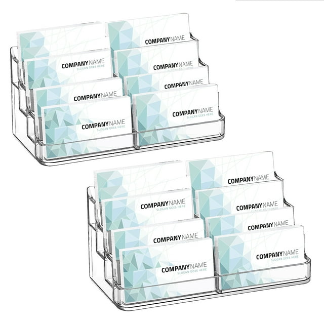 Hiziwimi 2PCS Acrylic Business Card Holder for Desk , 8 Pocket Multiple