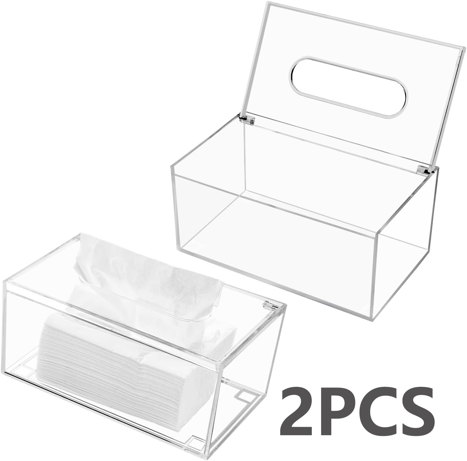 Hiziwimi 2PCS Flip Acrylic Tissue Box Holder Tissue Holder with Lid