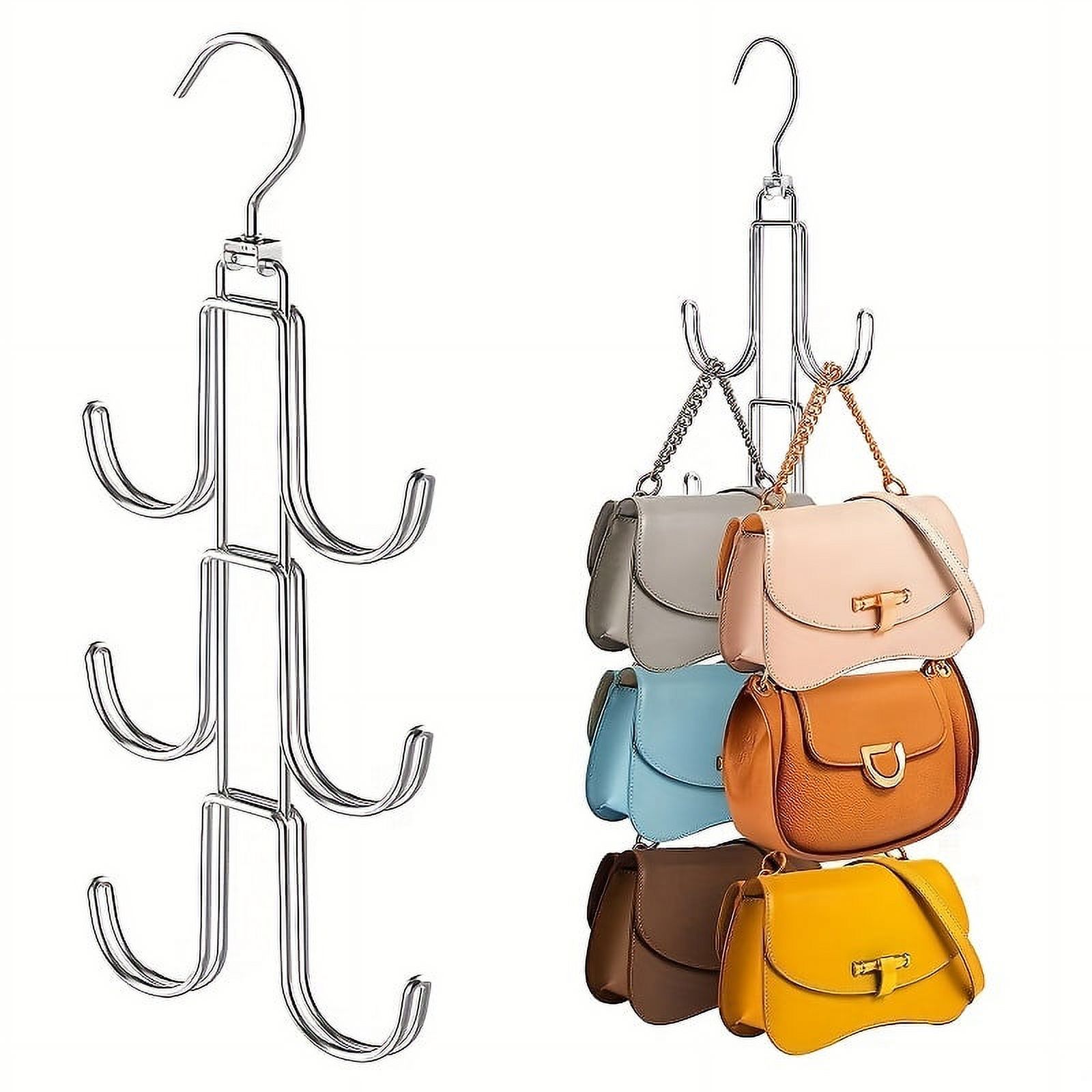 NYIDPSZ 2 Pack Purse Hanger Organizer for Closet, Rotatable Metal