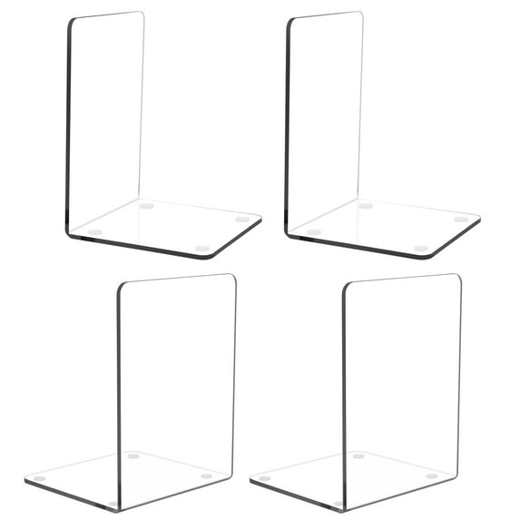 Hiziwimi 4Pcs Desk Plastic Acrylic Bookends Pair Organizer Bookshelf Decor Decorative Bedroom Library Office School Supplies Stationery Gift