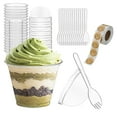 Hiziwimi 50Pack 7oz Clear Plastic Dessert Cups with Lids and Spoons, Mini Pudding Snack Cups