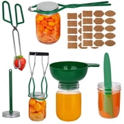 Hiziwimi 6 Pcs Stainless Steel Canning Kit, Food Grade Mason Jar Lifter and Tongs Set with Wide Mouth Funnel, Bubble Popper, Labels