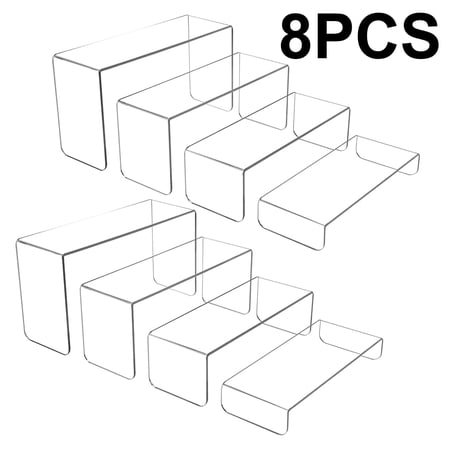 Hiziwimi 8 PCS Acrylic Risers for Display, 4-Tier Clear Display Stand Risers, Cupcakes, Pop Figures, Cosmetics, Collectibles Display