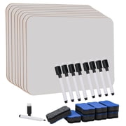 Hiziwimi 8 Pack Small Dry Erase White Board, 22 x 30 cm Double Sided Mini Whiteboard with 8 Pens and 8 Erasers, for Students, Classroom, Home and Office