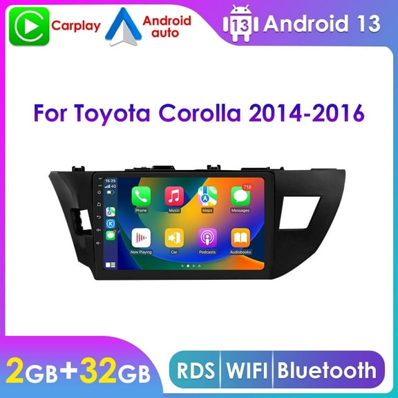 Hizpo 10.1" Touch Screen Android 13 Bluetooth Apple CarPlay 2+32GB Wifi RDS Car Stereo Radio Head Unit Multimedia GPS Navigation Player For Toyota Corolla 2014 2015 2016
