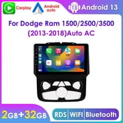 Hizpo 9" Touch Screen Android 13 Bluetooth Apple CarPlay 2+32GB Car Stereo Radio Head Unit Multimedia GPS Navigation Player For Dodge Ram 1500/2500/3500 2013 2014 2015 2016 2017 2018 With Auto AC