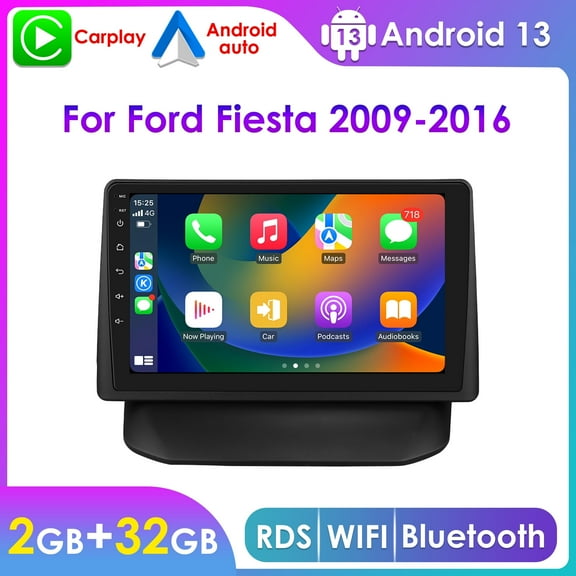 Hizpo 9" Touch Screen Android 13 Bluetooth Apple CarPlay 2+32GB Wifi AUX Car Stereo Radio Head Unit Multimedia GPS Navigation Player For Ford Fiesta 2009 2010 2011 2012 2013 2014 2015 2016
