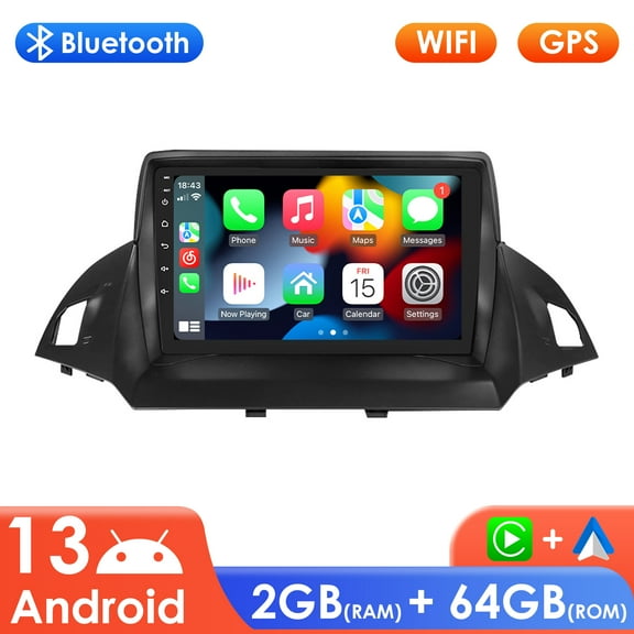 Hizpo 9" Touch Screen Android 13 Bluetooth Apple CarPlay 64GB Wifi AUX Car Stereo Radio Head Unit Multimedia GPS Navigation Player For Ford Escape Kuga 2 2013 2014 2015 2016 2017