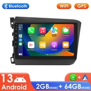Hizpo Android 13 Bluetooth Apple CarPlay 2+32GB Wifi AUX 9 Touch Screen Car Stereo Radio Head Unit Multimedia GPS Navigation Player For Honda Civic 2012 2013 2014 2015