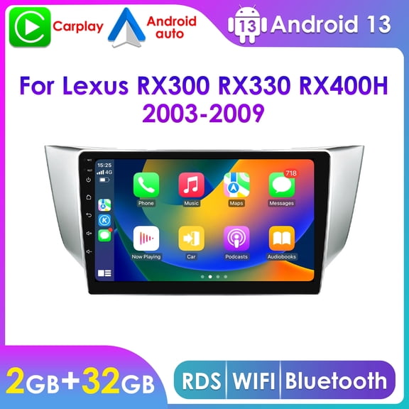 Hizpo Android 13 Car Stereo Radio For Lexus RX300 RX330 RX400H 2003 2004 2005 2006 2007 2008 2009 Apple CarPlay Bluetooth 2+32GB WiFi AUX 9" Touch Screen Multimedia GPS Navigation Player In Dash