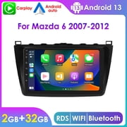 Hizpo Android 13 Car Stereo Radio For Mazda 6 2007 2008 2009 2010 2011 2012 Apple CarPlay Bluetooth 2+32GB WiFi AUX 9" Touch Screen Head Unit Multimedia GPS Navigation Player In Dash