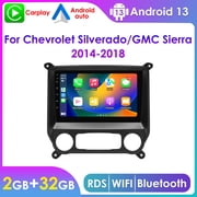 Hizpo Bluetooth Android 13 Apple CarPlay 2+32GB WiFi AUX Car Stereo Radio Head Unit Multimedia GPS Navigation Player In Dash For Chevrolet Chevy Silverado/ GMC Sierra 2014 2015 2016 2017 2018