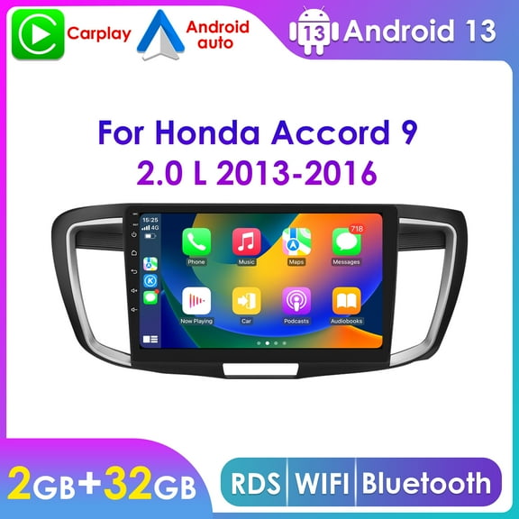Hizpo Bluetooth Android 13 Apple CarPlay 2+32GB Wifi AUX 10.1" Touch Screen Car Stereo Radio Head Unit Multimedia GPS Navigation Player For Honda Accord 9 2.0L 2013 2014 2015 2016 2017