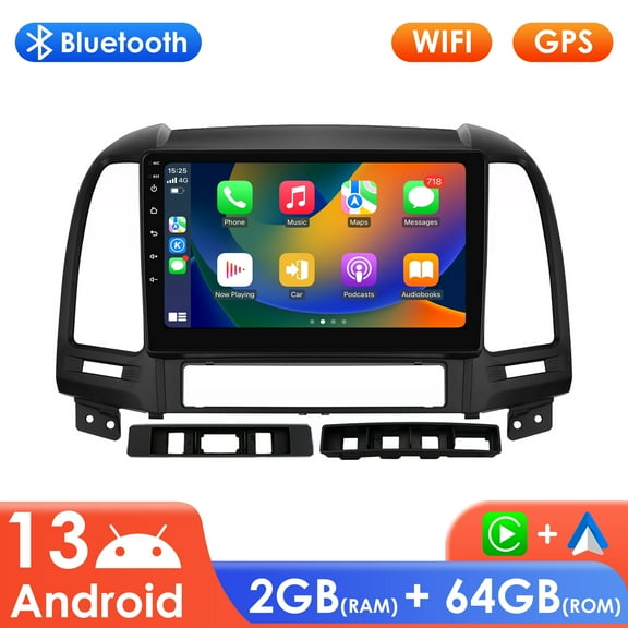 Hizpo Bluetooth Android 13 Apple CarPlay 64GB Wifi RDS Car Stereo Radio Head Unit Multimedia GPS Navigation Player For Hyundai Santa Fe 2 2006 2007 2008 2009 2010 2011 2012