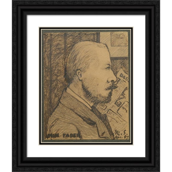 Hjalmar Söderberg 12x14 Black Ornate Wood Framed Double Matted Museum Art Print Titled: My Father (1887)