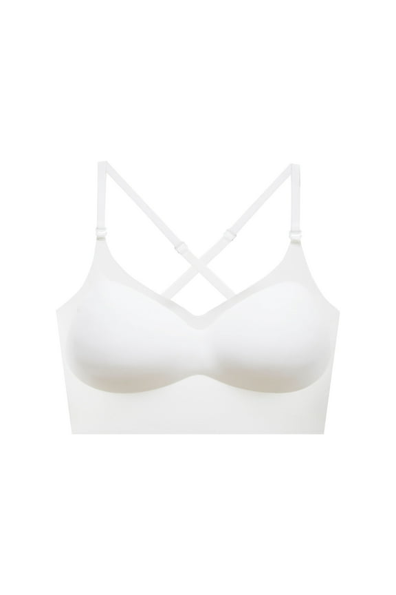 Bra for Women Lightly Padded Full Figured Coverage Bra Clear Back Multiway Criss Cross Straps Backless Brassiere