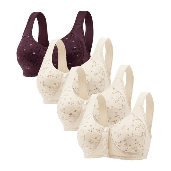 Hjlmsx Daisy Bras for Older Women 2025 Daisy Bra for Seniors Front Closure, Full Coverage No Underwire Comfortable Bra for Women