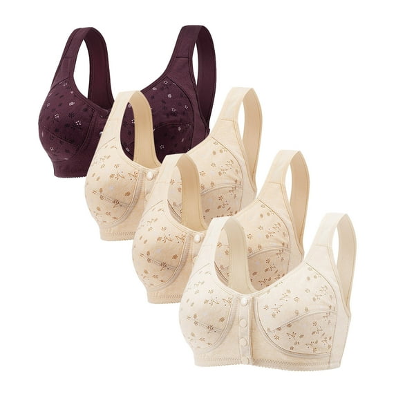 Hjlmsx Daisy Bras for Older Women 2025 Daisy Bra for Seniors Front Closure, Full Coverage No Underwire Comfortable Bra for Women