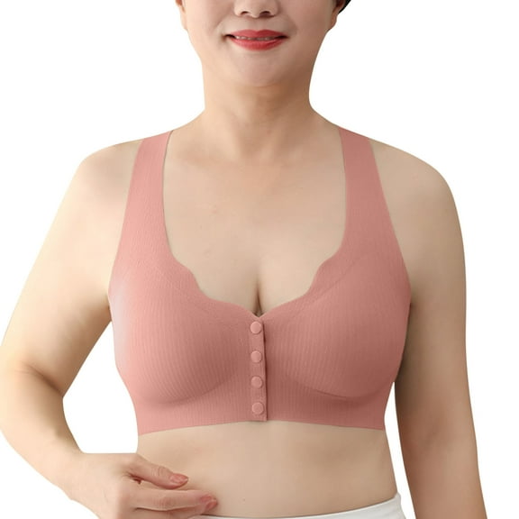 Hjlmsx Front Closure Bras for Women Seamless Wireless Comfort Supportive No Underwire Convenient Mastectomy Bralettes Red XXL