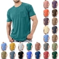 thumbnail image 1 of Hjlmsx Men's Short Sleeve T Shirts with Chest Pocket Crew Neck Soft Comfy Summer Tee Tops Plus Size Running Gym Athletic Workout Basic Tee Shirts, 1 of 6
