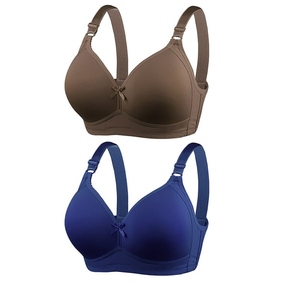 Hjlmsx Push Up Bras for Women,No Underwire Full Coverage Bras for Older Women Valentine Day Plus Size Wireless Everyday Bra 2 Pack
